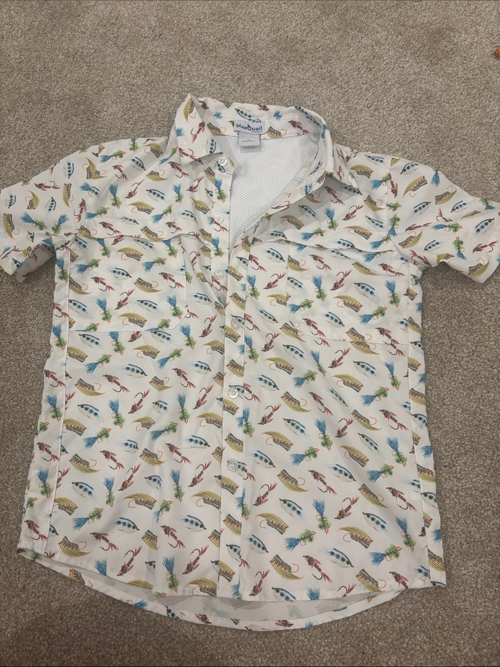Boys Short-Sleeve White Tropical Print Shirt